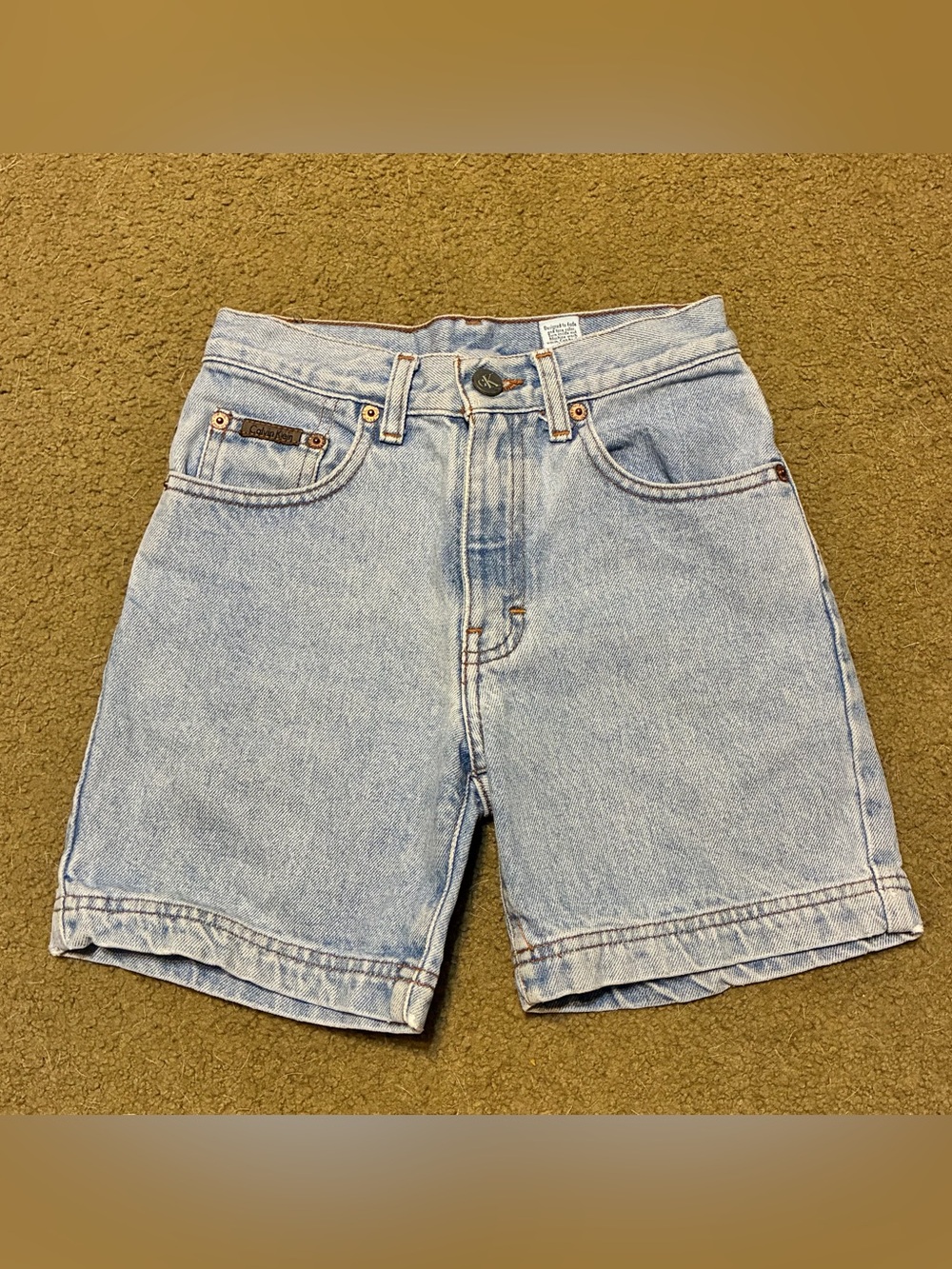 Vintage 90s Calvin Klein Jean Shorts Girls Size 7 Blue Denim 100% Cotton Baggy